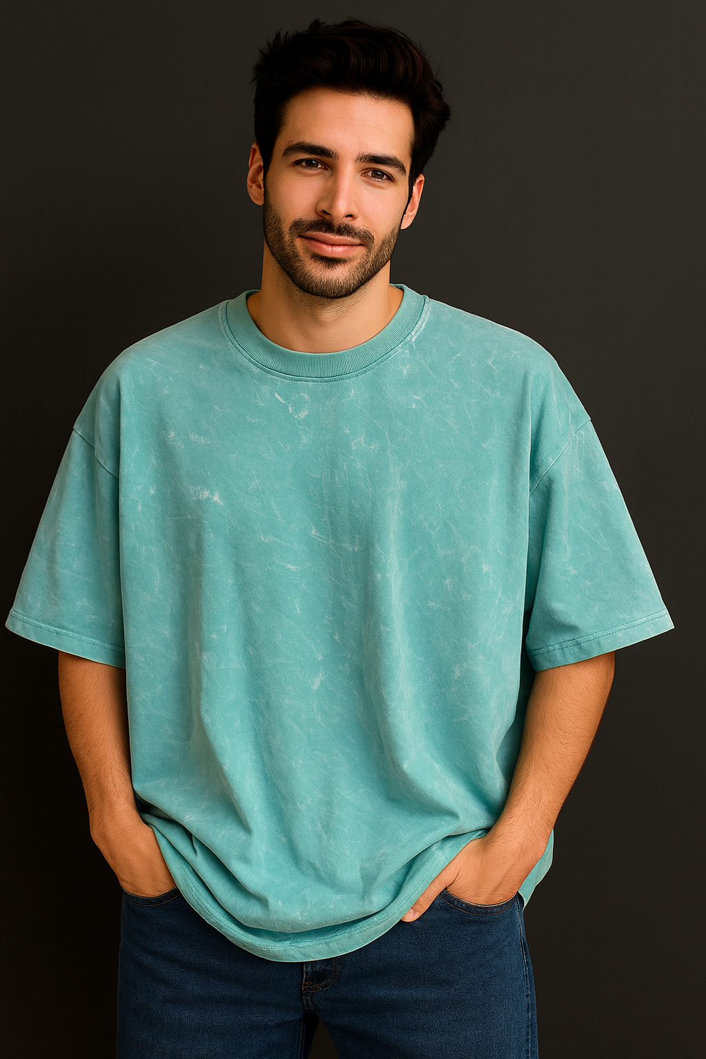 Premium Acid Wash Oversized Drop Shoulder T-Shirt – 100% Cotton