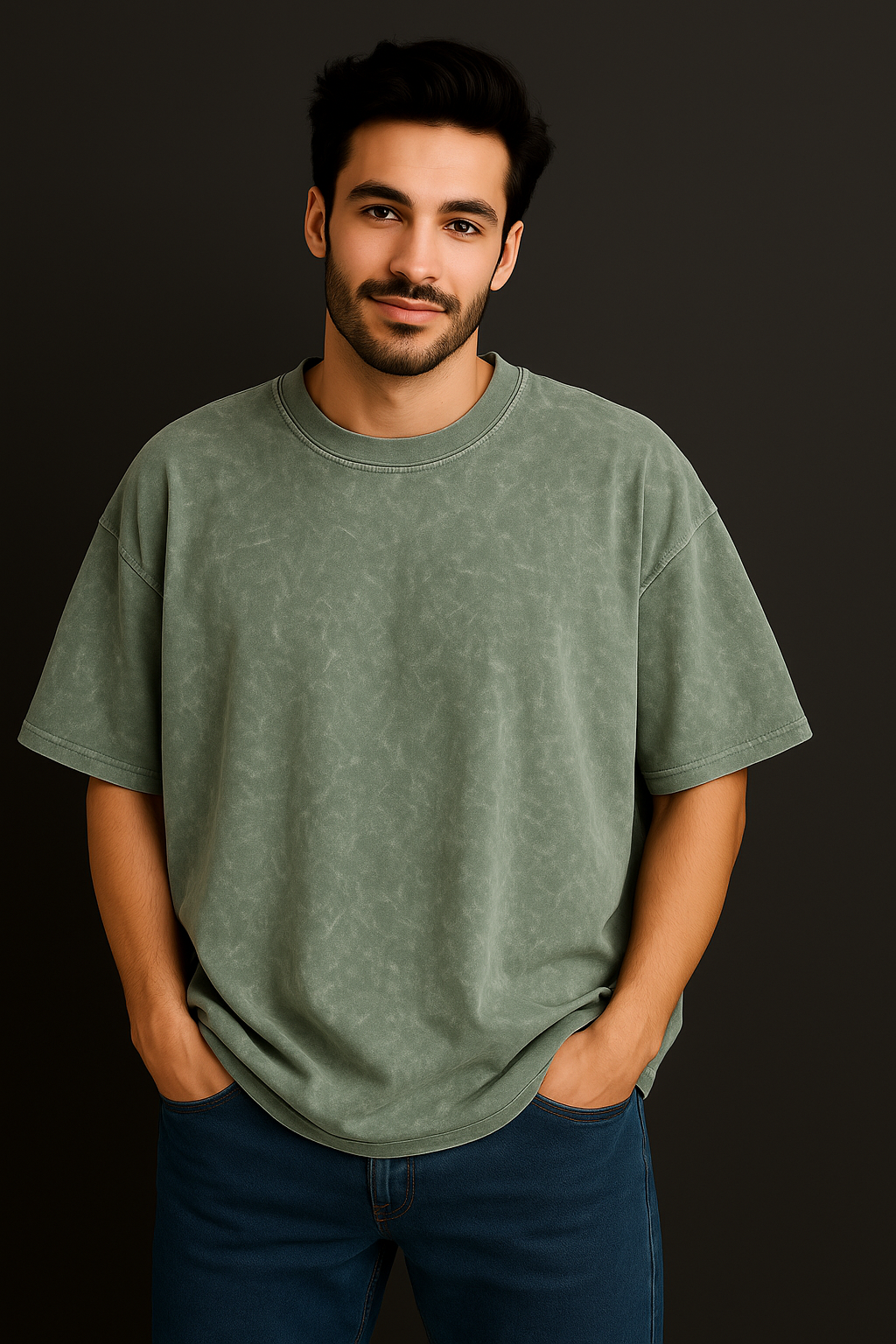 Premium Acid Wash Oversized Drop Shoulder T-Shirt – 100% Cotton